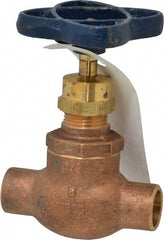 NIBCO - 1/2" Pipe, Soldered Ends, Bronze Integral Globe Valve - PTFE Disc, Screw-In Bonnet, 200 psi WOG, 125 psi WSP, Class 125 - Exact Tool & Supply
