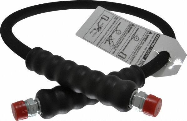 Enerpac - 1/4" Inside Diam x 3/8 NPT 3' Hydraulic Pump Hose - 10,000 psi, 3/8 NPTF Male Opposite End, Rubber - Exact Tool & Supply