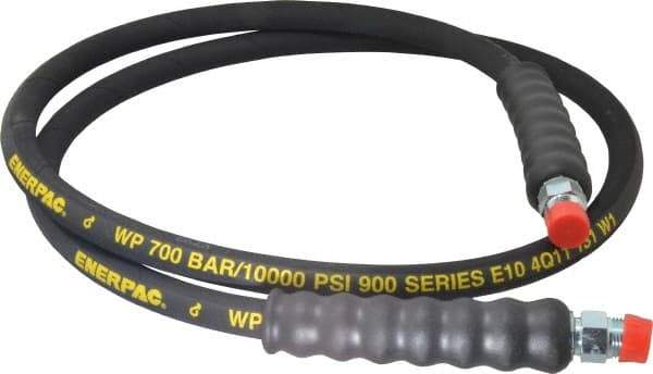 Enerpac - 3/8" Inside Diam x 3/8 NPT 6' Hydraulic Pump Hose - 10,000 psi, 3/8 NPTF Male Opposite End, Rubber - Exact Tool & Supply