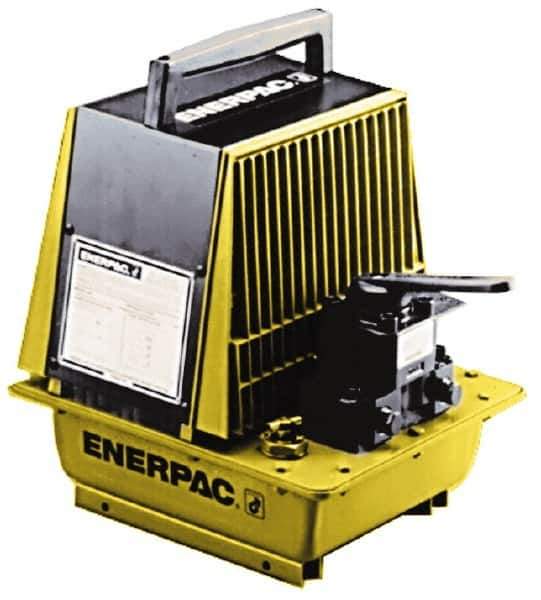 Enerpac - 10,000 psi Air-Hydraulic Pump & Jack - 2 Gal Oil Capacity, 4-Way, 3 Position Valve, Use with Double Acting Cylinders, Advance, Hold & Retract - Exact Tool & Supply