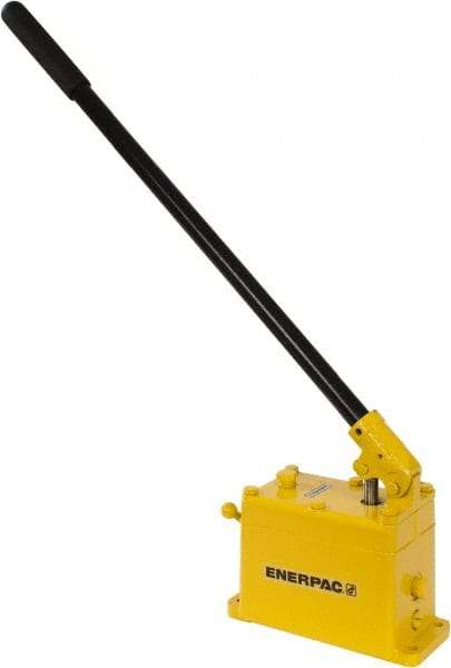 Enerpac - 1" Piston Stroke, 9/16" Piston Diam, 1/4 Cu In per Stroke, 50 Cu In Reservoir Capacity, Manual Hydraulic Pump - 3,000 psi, 61 Lbs. Max Handle Effort, 1 Stage - Exact Tool & Supply