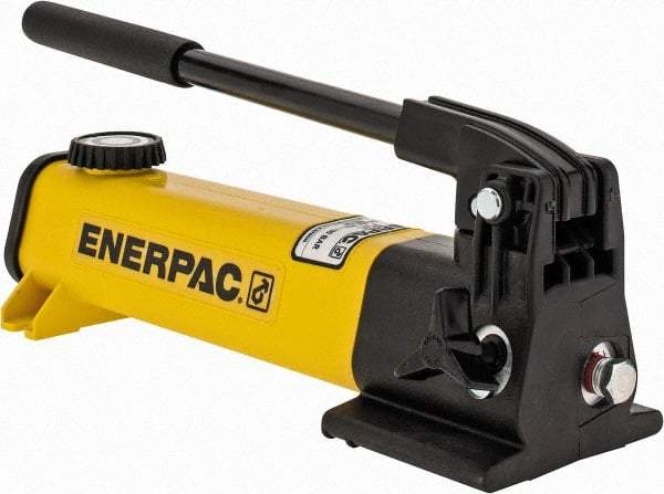 Enerpac - 1/2" Piston Stroke, 3/8" Diam, 0.055" Cu In per Stroke, 20 Cu In Reservoir Capacity, Manual Hydraulic Pump - 10,000 psi, 72 Lbs. Max Handle Effort - Exact Tool & Supply