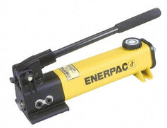 Enerpac - 1" Piston Stroke, 7/16" Diam, 0.151 Cu In per Stroke, 55 Cu In Reservoir Capacity, Manual Hydraulic Pump - 10,000 psi, 72 Lbs. Max Handle Effort - Exact Tool & Supply