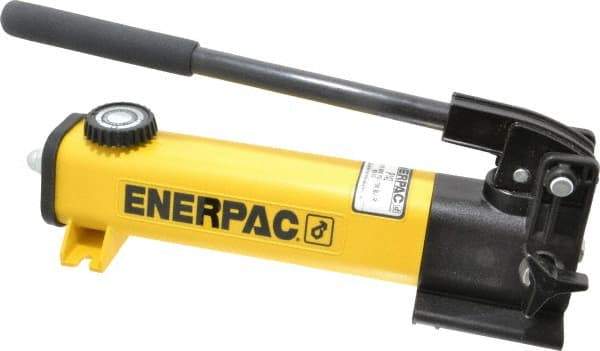 Enerpac - 1/2" Piston Stroke, 3/4" Diam, 0.221, 0.055" Cu In per Stroke, 20 Cu In Reservoir Capacity, Manual Hydraulic Pump - 10,000 psi, 78 Lbs. Max Handle Effort - Exact Tool & Supply