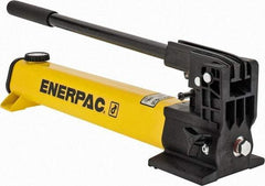 Enerpac - 1" Piston Stroke, 0.94" Diam, 0.687, 0.151" Cu In per Stroke, 55 Cu In Reservoir Capacity, Manual Hydraulic Pump - 10,000 psi, 93 Lbs. Max Handle Effort - Exact Tool & Supply