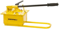 Enerpac - 1-1/2" Piston Stroke, 2-5/8" Piston Diam, 7.69, 0.29 Cu In per Stroke, 453 Cu In Reservoir Capacity, Manual Hydraulic Pump - 10,000 psi, 110 Lbs. Max Handle Effort, 2 Stage - Exact Tool & Supply