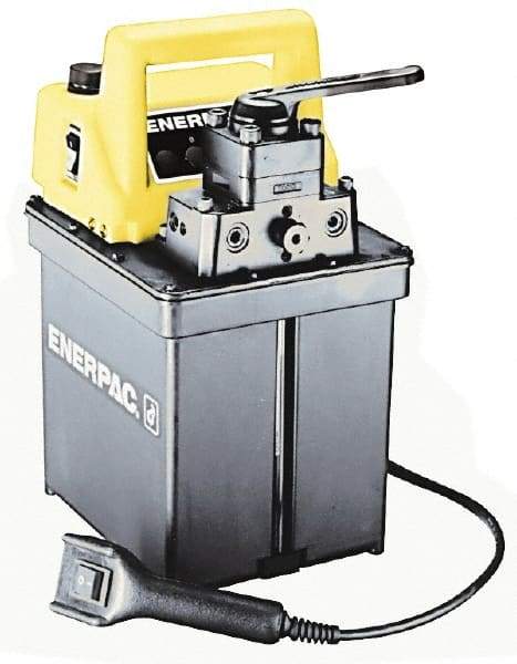 Enerpac - 10,000 psi Electric Hydraulic Pump & Jack - 0.5 Gal Oil Capacity, 3-Way, 2 Position Valve, Use with Single Acting Cylinders, Advance, Hold & Retract - Exact Tool & Supply