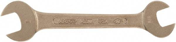 Ampco - 17mm x 19mm Nonsparking Open End Wrench - 6-7/8" OAL, Double End, Plain Finish - Exact Tool & Supply