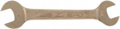 Ampco - 17mm x 19mm Nonsparking Open End Wrench - 6-7/8" OAL, Double End, Plain Finish - Exact Tool & Supply
