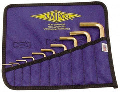 Ampco - 10 Piece L-Key Short Arm Hex Key Set - Hex Range 1.5 to 10mm, Beryllium Copper - Exact Tool & Supply