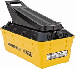 Enerpac - 10,000 psi Air-Hydraulic Pump & Jack - 127 Cu In Oil Capacity, Use with Single Acting Cylinders, Advance, Hold & Retract - Exact Tool & Supply