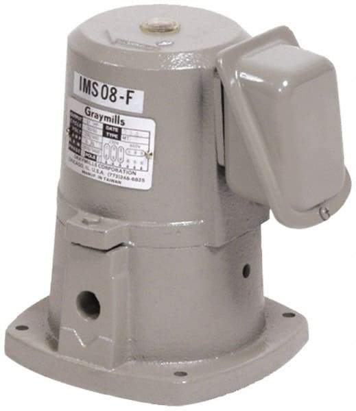 Graymills - 230/460 Volt, 1/8 hp, 3 Phase, 3,450 RPM, Cast Iron Suction Machine Tool & Recirculating Pump - 9.5 GPM, 3/8" Inlet, 12 psi, 5-1/2" Long x 5-1/2" Mounting Flange Width, 7-3/32" Overall Height, Metric Thread, Plastic Impeller - Exact Tool & Supply