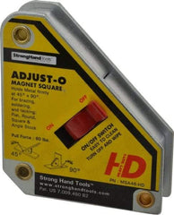 Strong Hand Tools - 3-3/4" Wide x 1-1/8" Deep x 4-3/8" High Magnetic Welding & Fabrication Square - 65 Lb Average Pull Force - Exact Tool & Supply