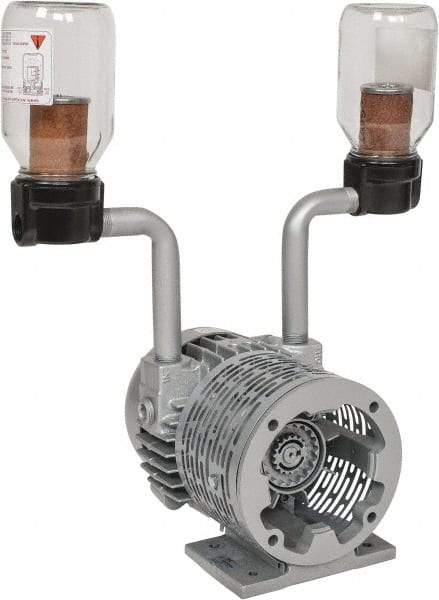 Gast - 1-1/2 hp Rotary Vane Vaccum Pump - 115 Volts, 21 CFM, Single Phase, 11.19" Long x 17.69" Wide x 13.12" High, Requires a 1.50 HP motor (Not Included) - Exact Tool & Supply