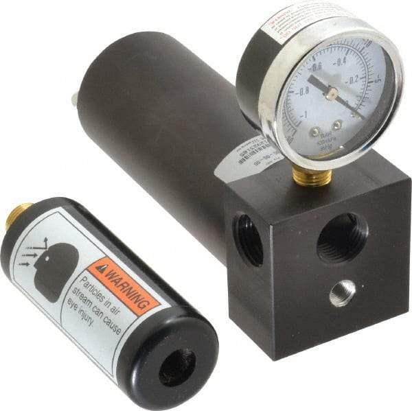 Gast - 17 CFM Open Flow Venturi Single Stage Vacuum Generator - 1/2 FPT Vacuum Port, 27 In/Hg Max Vacuum Pressure, 68 Max psi, 7 CFM Air Consumption & 10.22" Length x 3" Wide x 5.00" High - Exact Tool & Supply