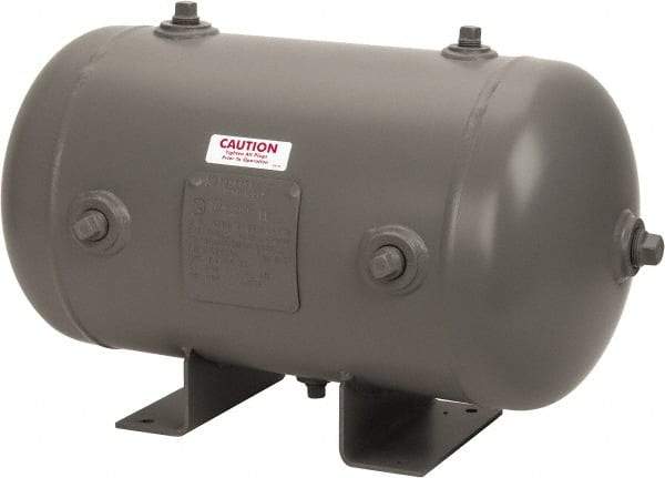 Made in USA - 9.8 Gallon, 200 Max psi Universal Horizontal Tank - 3/4" Inlet, 23" Tank Length x 12" Tank Diam - Exact Tool & Supply