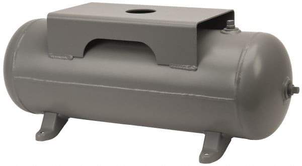 Made in USA - 10 Gallon, 200 Max psi Horizontal Tank with Plate - 30" Tank Length x 10" Tank Diam - Exact Tool & Supply