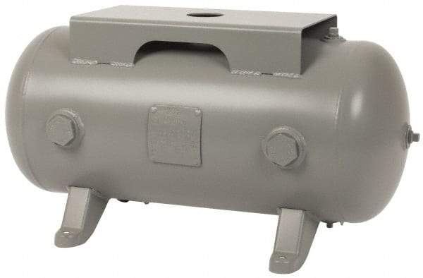 Made in USA - 20 Gallon, 200 Max psi Horizontal Tank with Plate - 1-1/2" Inlet, 33" Tank Length x 14" Tank Diam - Exact Tool & Supply