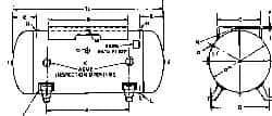 Made in USA - 120 Gallon, 200 Max psi Horizontal Tank with Plate - 2" Inlet, 69" Tank Length x 24" Tank Diam - Exact Tool & Supply