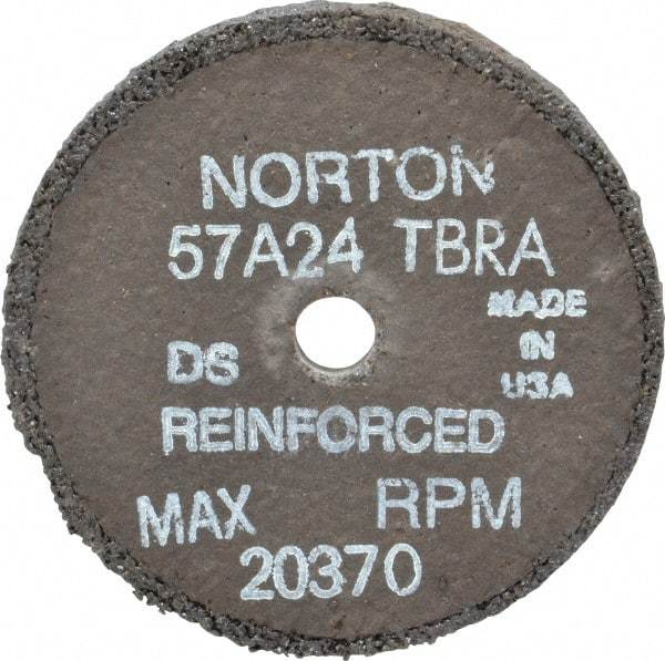 Norton - 3" Diam x 3/8" Hole x 1/4" Thick, T Hardness, 24 Grit Surface Grinding Wheel - Aluminum Oxide, Type 1, Very Coarse Grade, 20,370 Max RPM, No Recess - Exact Tool & Supply
