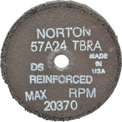 Norton - 3" Diam x 3/8" Hole x 1/4" Thick, T Hardness, 24 Grit Surface Grinding Wheel - Aluminum Oxide, Type 1, Very Coarse Grade, 20,370 Max RPM, No Recess - Exact Tool & Supply
