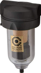 Coilhose Pneumatics - 3/8" Port, 5" High, FRL Filter with Polycarbonate Bowl & Automatic Drain - 150 Max psi, 120°F Max, 4 oz Bowl Capacity - Exact Tool & Supply