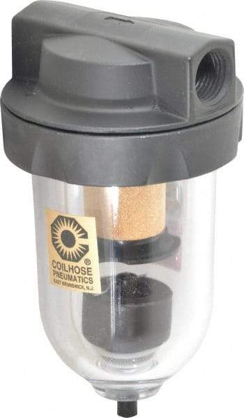 Coilhose Pneumatics - 1/2" Port, 7" High, FRL Filter with Polycarbonate Bowl & Automatic Drain - 150 Max psi, 120°F Max, 8 oz Bowl Capacity - Exact Tool & Supply