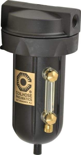 Coilhose Pneumatics - 1/4" Port, 5" High, FRL Filter with Aluminum Bowl & Automatic Drain - 250 Max psi, 250°F Max, 4 oz Bowl Capacity - Exact Tool & Supply