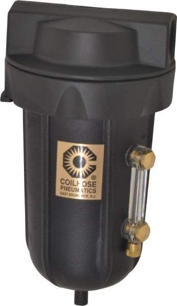 Coilhose Pneumatics - 1/2" Port, 7" High, FRL Filter with Aluminum Bowl & Automatic Drain - 250 Max psi, 250°F Max, 8 oz Bowl Capacity - Exact Tool & Supply