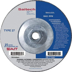 Sait - 4-1/2" Wheel Diam, 3/32" Wheel Thickness, Type 27 Depressed Center Wheel - Ceramic, Resinoid Bond, 13,300 Max RPM, Compatible with Angle Grinder - Exact Tool & Supply
