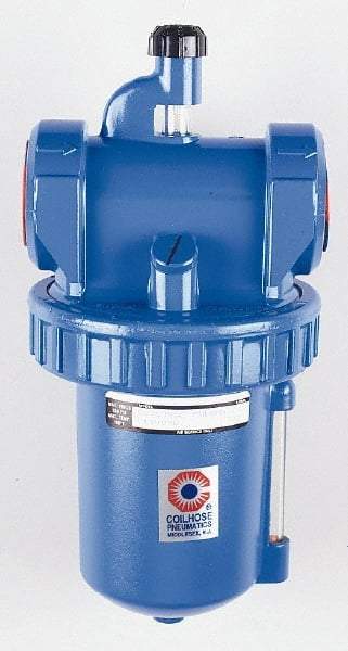 Coilhose Pneumatics - 1-1/4 NPT Port, 250 Max psi, Large Capacity Lubricator - Metal Bowl, Zinc Body, 25 CFM, 150°F Max, 11" High - Exact Tool & Supply