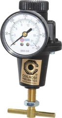 Coilhose Pneumatics - 1/4 NPT Port, 40 CFM, Cast Aluminum Heavy-Duty T-Handle Regulator - 0 to 200 psi Range, 250 Max psi Supply Pressure, 1/4" Gauge Port Thread, 3" Wide x 5-1/2" High - Exact Tool & Supply