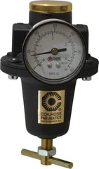 Coilhose Pneumatics - 1/2 NPT Port, 80 CFM, Cast Aluminum Heavy-Duty T-Handle Regulator - 0 to 60 psi Range, 250 Max psi Supply Pressure, 1/4" Gauge Port Thread, 4" Wide x 7" High - Exact Tool & Supply