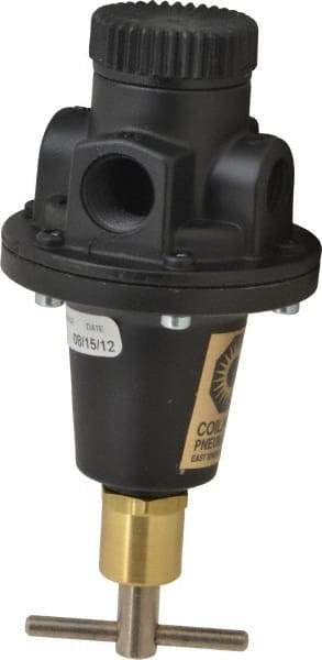 Coilhose Pneumatics - 3/8 NPT Port, 40 CFM, Cast Aluminum Tamper Proof Heavy-Duty T-Handle Regulator - 0 to 60 psi Range, 250 Max psi Supply Pressure, 1/4" Gauge Port Thread, 3" Wide x 5-1/2" High - Exact Tool & Supply