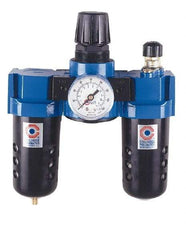 Coilhose Pneumatics - 3/4" NPT Port Standard 3 Piece Filter-Regulator-Lubricator FRL Unit - Metal Bowl, 125 SCFM, 250 Max psi, 10.5" High - Exact Tool & Supply