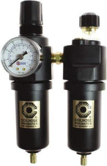 Coilhose Pneumatics - 1/4" NPT Port Compact 3 Piece Filter-Regulator-Lubricator FRL Unit - Zinc Bowl, 48 SCFM, 250 Max psi, 6.5" High, Automatic Drain - Exact Tool & Supply