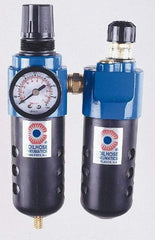 Coilhose Pneumatics - 1/2" NPT Port Standard 2 Piece Filter/Regulator-Lubricator FRL Unit - Metal Bowl, 127 SCFM, 250 Max psi, 10.5" High, Manual Drain - Exact Tool & Supply