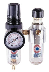 Coilhose Pneumatics - 1/8" NPT Port Miniature 2 Piece Filter/Regulator-Lubricator FRL Unit - Metal Bowl, 25 SCFM, 250 Max psi, 6" High, Manual Drain - Exact Tool & Supply