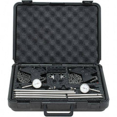 Starrett - 8 Piece, 0.2" Max Measuring, 1-7/16" Dial Diam, 0-50-0 Dial Reading, White Shaft Alignment Clamp Set - 0.001" Dial Graduation - Exact Tool & Supply
