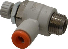 SMC PNEUMATICS - 5/32" Tube OD x 1/8" Male NPT Flow Control Elbow Valve - Meter Out - Exact Tool & Supply