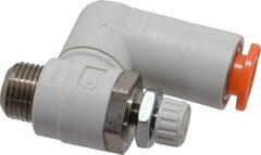 SMC PNEUMATICS - 1/4" Tube OD x 1/8" Male NPT Flow Control Offset Inline Valve - Meter Out - Exact Tool & Supply