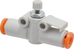 SMC PNEUMATICS - 5/32" Tube OD x M5 Body Flow & Speed Control Valve - Speed Control Inline Type with One Touch Fitting - Exact Tool & Supply