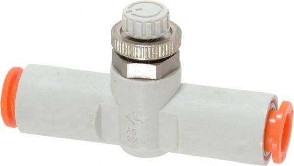 SMC PNEUMATICS - 5/16" Tube OD x 1/4 Body Flow & Speed Control Valve - Speed Control Inline Type with One Touch Fitting - Exact Tool & Supply