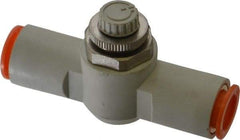 SMC PNEUMATICS - 1/2" Tube OD x 1/2 Body Flow & Speed Control Valve - Speed Control Inline Type with One Touch Fitting - Exact Tool & Supply