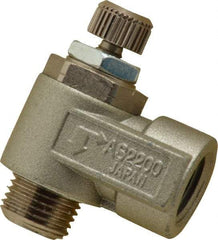 SMC PNEUMATICS - 1/8" Male NPT x 1/8" Female NPT Flow & Speed Control Valve - Elbow Type - Exact Tool & Supply