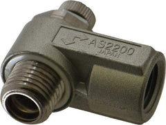 SMC PNEUMATICS - 1/4" Male NPT x 1/4" Female NPT Flow & Speed Control Valve - Elbow Type - Exact Tool & Supply