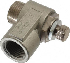 SMC PNEUMATICS - 3/8" Male NPT x 3/8" Female NPT Flow & Speed Control Valve - Elbow Type - Exact Tool & Supply