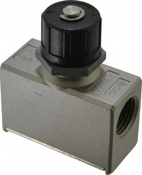 SMC PNEUMATICS - 1/2" Male NPT x 1/2" Female NPT Flow & Speed Control Valve - Inline Type - Exact Tool & Supply