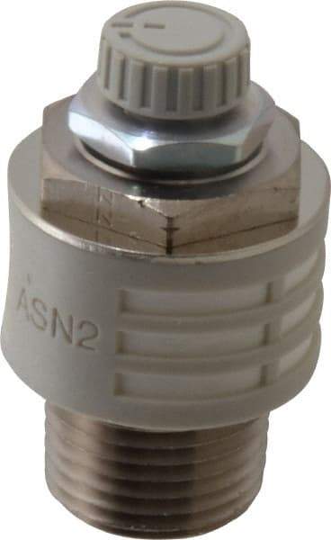 SMC PNEUMATICS - 1/2" Male NPT Metering Valve With Silencer - 24.5mm squared Orifice & 24 dB Noise Reduction Rate - Exact Tool & Supply