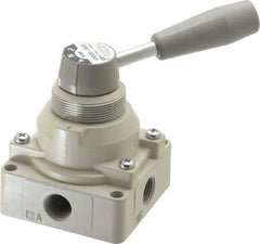 SMC PNEUMATICS - 3/8" NPT Rotary Hand Air Valve - 3 Position, 1.1 CV Rate, 150 Max psi & 140°F Max Temp - Exact Tool & Supply